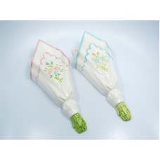 Vintage Pair of Pink & Blue Embroidered Flower Napkins Flower Vase Wall Pockets   382350958738